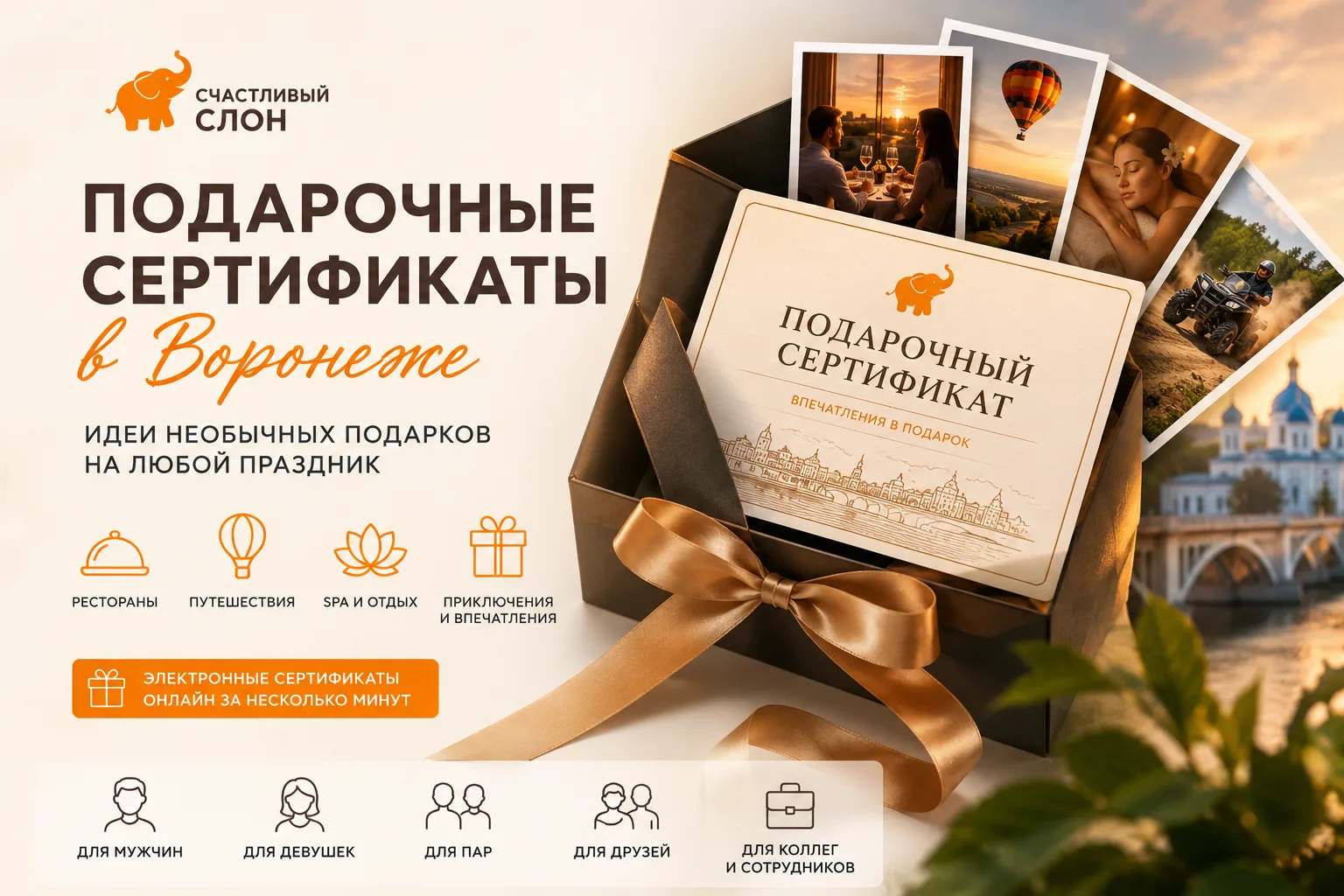 Подарочные сертификаты в Воронеже: идеи необычных подарков на любой праздник